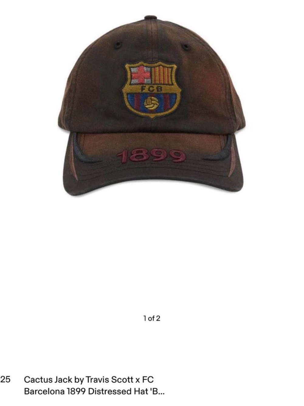 Cactus Jack by Travis Scott Distressed Brown FC Barcelona 1899 Cap